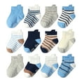 thumbnail image 1 of Caqnni Kids Socks, 12 Pairs Crew Athletic Cotton Boys Girls Toddler Striped Socks with Retro Stripes Hearts for 0-7 Years 6 Pairs Children's Gift All Seasons,1-3 Years, 1 of 3