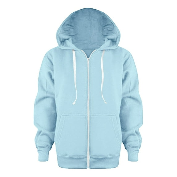 Caqnni Little Girls' Boys Hoodies Sweatshirt Front Zip Up Jacket Fall Winter Pullover Tops Toddler Kids Baby Little Girls Boys Sweaters (6-7 Years,Z03-Sky Blue)