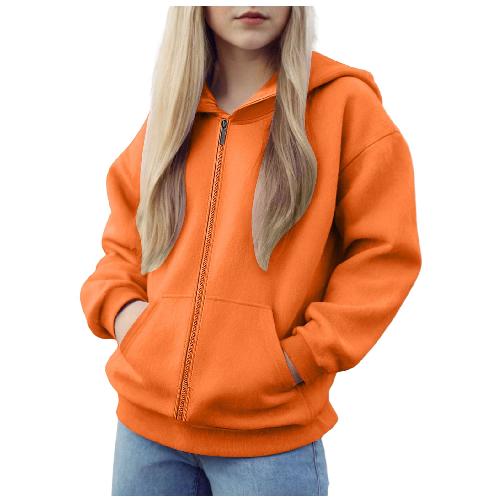 DOUBLJU Women's Lightweight Zip-Up Hoodie - Thin Jacket For Girls & Plus Size, Black, X-Small Casual Wear