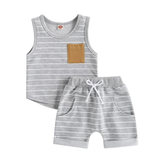 Caqnni Kids Toddler Baby Boy GirlsShort Sleeve T Shirt Elastic Casual Elastic Shorts Set 2PCS Outfit Summer Pjs Pajamas & Dailywear Set 2-3 Years,Light Gray