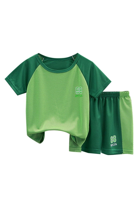 Kids Toddler Baby Boy GirlsShort Sleeve T Shirt Elastic Shorts Set 2PCS Outfit Set For 18-24 Months 2t 3t 4t 5t 6t Pajamas & Dailywear Set