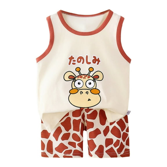 Caqnni Kids Toddler Baby Boy GirlsShort Sleeve T Shirt Elastic Waistband Casual Elastic Shorts Set 2PCS Outfit Summer Pjs Pajamas & Dailywear Set 3-4 Years,Red