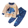 thumbnail image 1 of Caqnni Kids & Toddler Boys Pajamas 2 Piece Pjs Set Cotton Sleepwear Long Sleeve Fall Winter Set for 0 6 12 18 24 M 1t 2t 3t 4t 5t 6t,12-18 Months,Dark Blue, 1 of 3