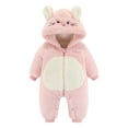 thumbnail image 1 of Caqnni Kids Toddler Jacket Baby Boys Girls Bear Hooded Romper Jumpsuit Coat Fall Outfits (Pink,9-12 Months), 1 of 9