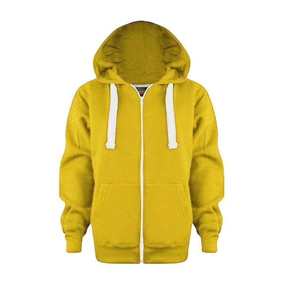 Caqnni Kids Zip Up Hoodie Soft Brushed Hooded Sweatshirt with Pockets Sport Jacket for Boys and Little Girls (A02-Yellow,4-5 Years)