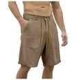 thumbnail image 1 of Caqnni Linen Drawstring Casual Shorts for Men, Regular Fit (Khaki,L), 1 of 1