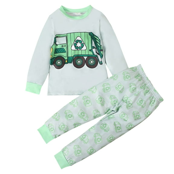 Caqnni Little Boy Clothes Cotton Pullover Sweatshirt Top Elastic Waist Joggers Pants 2Pcs Fall Outfit Home Wear (Green,1-2 Yeas)