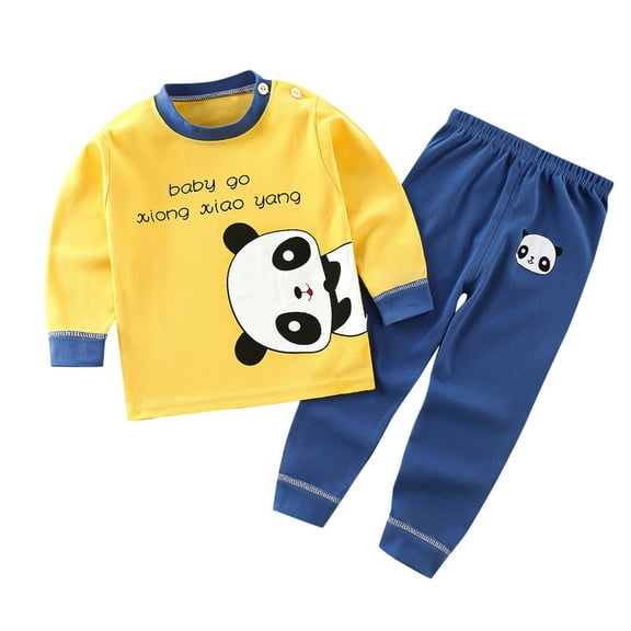 Caqnni Little Boy Clothes Sweatshirt Top Jogger Pants Set 2Pcs Fall Winter Outfit Loungewear Fall Winter Pajama Set (Blue,12-18 Months)