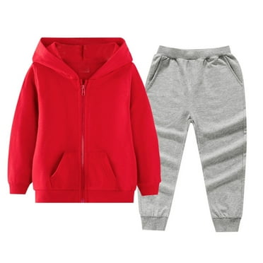 Caqnni Little Boy Girl Clothes Spring Casual Outfits Long Sleeve Zip up Hooded Sweatshirt Pants Outfit Set (,18-24 Months)