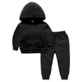 thumbnail image 1 of Caqnni Little Boy Girl Polar Fleece Jacket Pullover Hoodie and Pants Outfit Set Toddler to Little Kid (10-11 Years,Black), 1 of 3