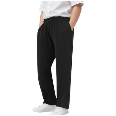 Caqnni Little Boys Casual Pants Cotton Twill Elastic Drawstring Waist Tapered Chino Pants with Pockets for Boy 0-15 Years Fall Winter Pants Teen Boys Pants Boys 5-6 Years