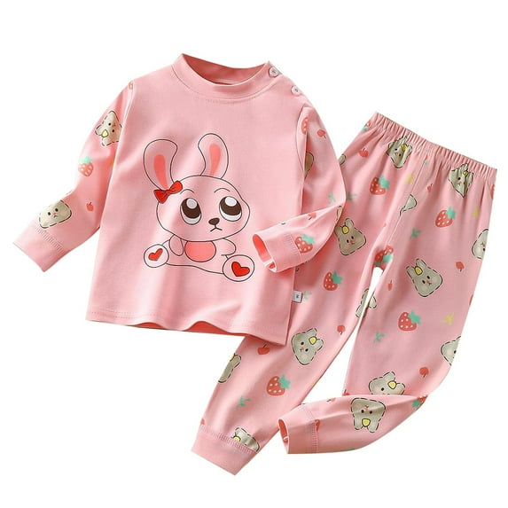 Caqnni Little Boys Fall Pajama Outfits Crew Neck Long Sleeve Sweatshirts and Long Pants 2Pcs Clothes Pajama Set (Pink,3-4 Years)
