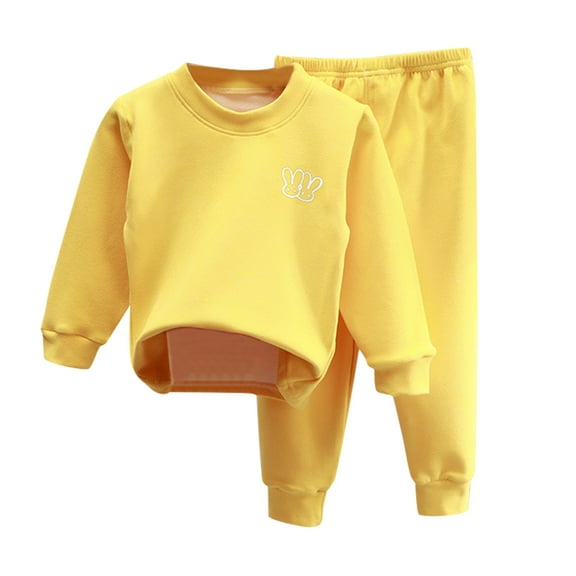 Caqnni Little Boys Fall Pajama Outfits Long Sleeve Pull On Sweatshirt Elastic Waist Casual Pants 2Pcs Clothes Pajama Set (Yellow,12-15 Years)