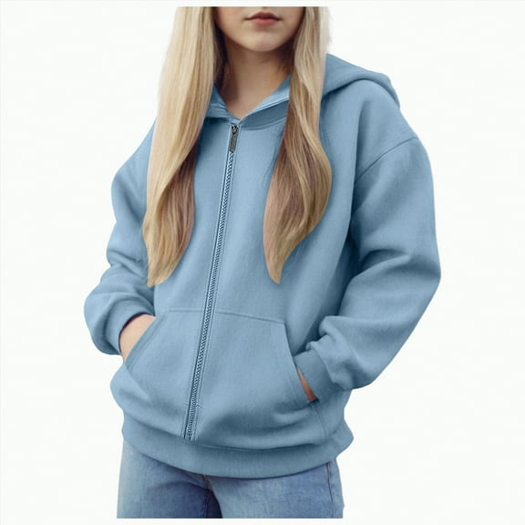 Caqnni Little Girls Boys Zip Up Hoodie Soft Polar Fleece Jacket Sweatshirt Kids Hoodies for Toddler Zipper hoodie Jacket Long Sleeve Coat for 6-7 Years