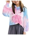 thumbnail image 1 of Caqnni Little Girls Hoodies Tops Long Sleeve Tie-Dye Style Sweatshirts Teen Crop Pullover Tops Youth Girls Clothes (12-13 Years,Sky Blue), 1 of 4