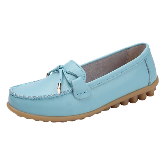 Caqnni Loafer for Womens Shoes Square toe Classic Comfort Penny Loafers Casual Dress Shoes Flats Shoes (Sky Blue,44)