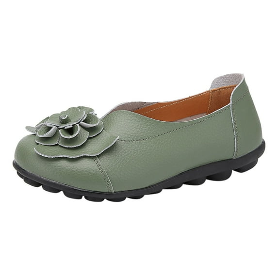 Caqnni Loafers for Women Business Casual Shoes Comfortable & Lightweight Penny Loafers Slip On Work Flats (Army Green,38)