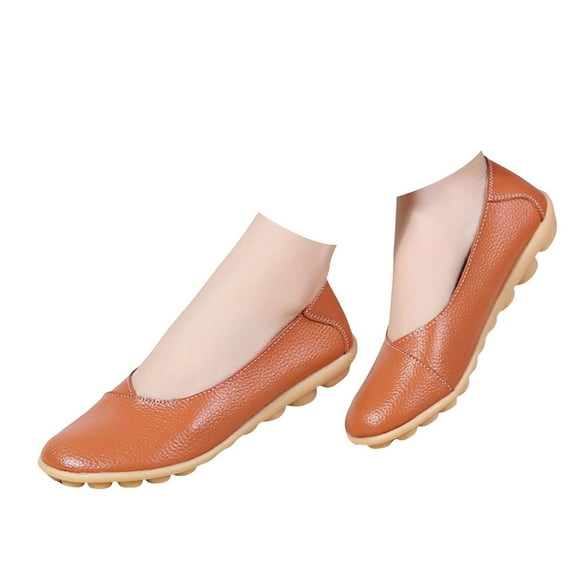 Caqnni Loafers for Women Casual Comfortable Slip On Wedge Penny Loafers Low Top Shoes Dress Shoes (6,Orange)