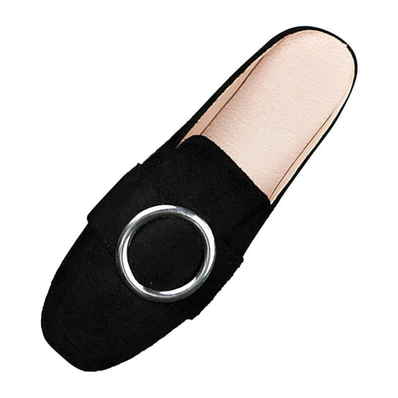 Caqnni Loafers for Women Leather Platform Penny Shoes Classic Round Toe Comfortable Business Work Shoes (6.5,Black)