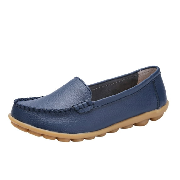 Caqnni Loafers for Women Slip On Comfort Business Work Shoes Flats Shoes Dress Shoes Casual Shoes (7,Blue)