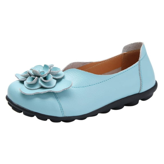 Caqnni Loafers for Women Slip-ons Dressy Flats Shoes Office Work Platform Loafers Flats Shoes Casual Shoes (Light Blue,42)