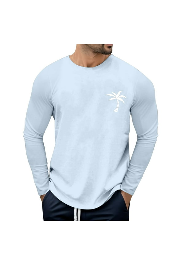 Long Sleeve Pullover Crew Neck Relaxed Fit T-Shirt Fashion 3D Printed Graphic Casual Shirt (Z01-Light Blue,M)
