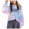 thumbnail image 1 of Caqnni Long Tops Sleeve Little Girls Dyed Pullover Hoodies Tie Teen Sweatshirts Letter Tops Little Girls for Kids (12-13 Years,Light Purple), 1 of 4