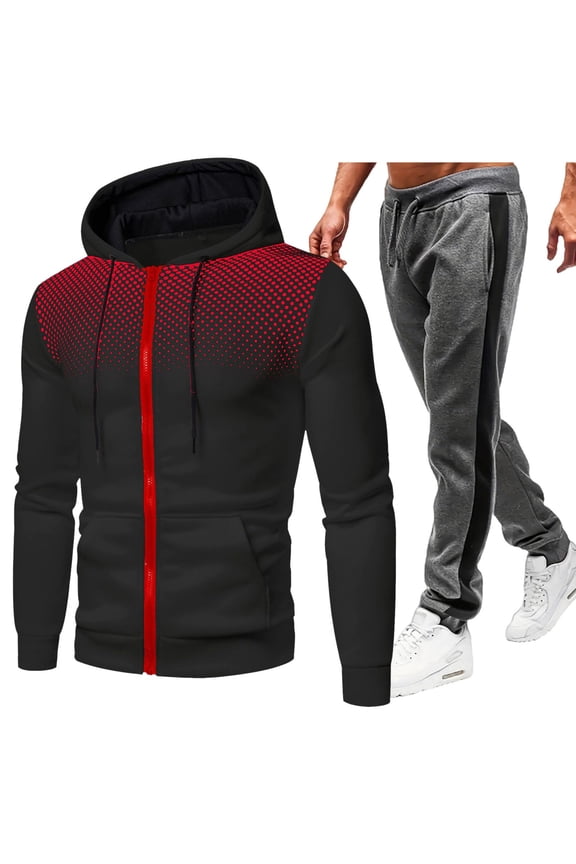 Man Pullover Hoodie SolidTie-Dye Half Cut Half Zip Man Long Sleeve Hoodless Casual Outwear Jackets Henley Shirts S-XXXL (Red,M)