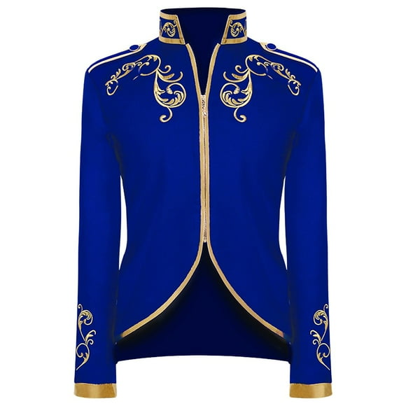 Caqnni Men Fashion Velvet Sequins Pattern Suit Jacket Blazer Dinner Party Wedding Blazer Suit Jacket (3XL,Blue)