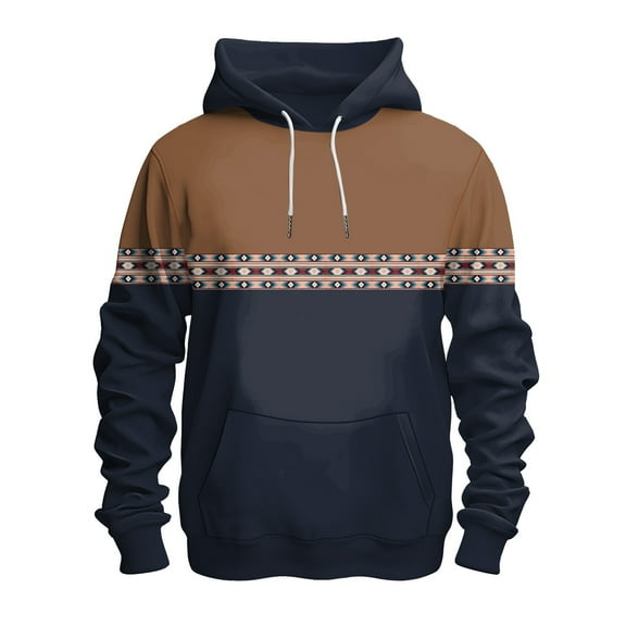 Caqnni Men Hoodie Sweatshirt Loose Fit Fashion Solid Color Pullover Hoodie Casual Long Sleeve Hooded Sweatshirt with Pocket (S,Navy)