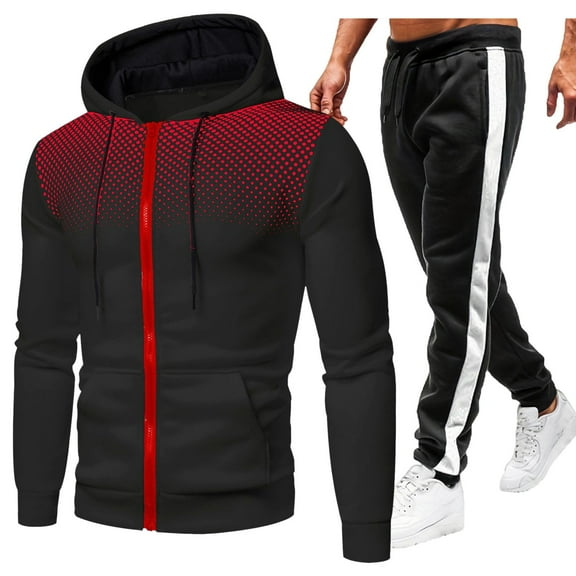 Caqnni Men Long Sleeve Hoodies for Men Casual Shirts Pullover SolidTie-Dye Half Cut Half Zip Man Hoodless Outwear Jackets S-XXXL (Red,XXL)