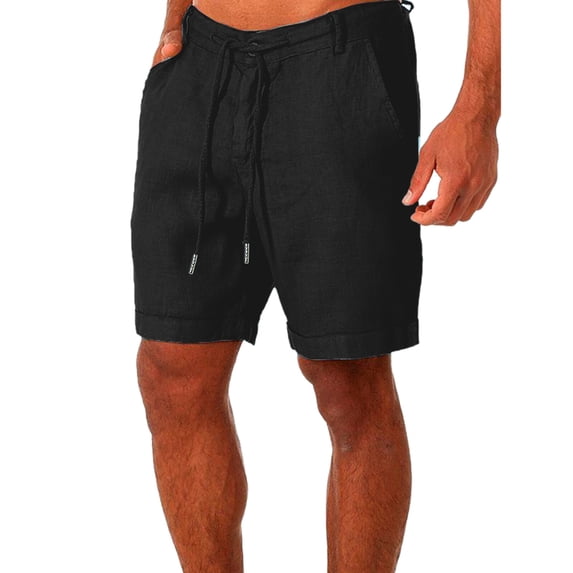 Caqnni Men Outdoor Casual ShortsShorts Hiking Jogger Classic Fit Drawstring Shorts with Multi Pockets (Z05-Black,M)