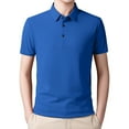 thumbnail image 1 of Caqnni Men Polo Shirt Summer Printed Turn Collar Short Sleeve Tops T Shirts (4XL,Z02-Blue), 1 of 1
