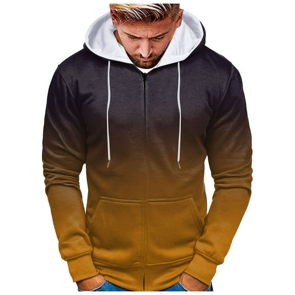 Caqnni Men Solid Multi-pocket Long Sleeve Cargo Pullover Hoodies Workout Outdoor Sweatshirt (3XL,Yellow)