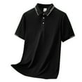 thumbnail image 1 of Caqnni Men Spring Summer Casual Sports Top Shirt Cotton Patchwork Short Sleeve Fashion Top T Shirt Men Polo Shirts (Black,3XL), 1 of 4