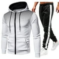 thumbnail image 1 of Caqnni Men Sweatpants Tracksuit Set Casual 2 Pcs Sweatshirts and PantZip Up Hoodies Outfits Gym Loungewear Hoodies Sweatsuit (White,XL), 1 of 6