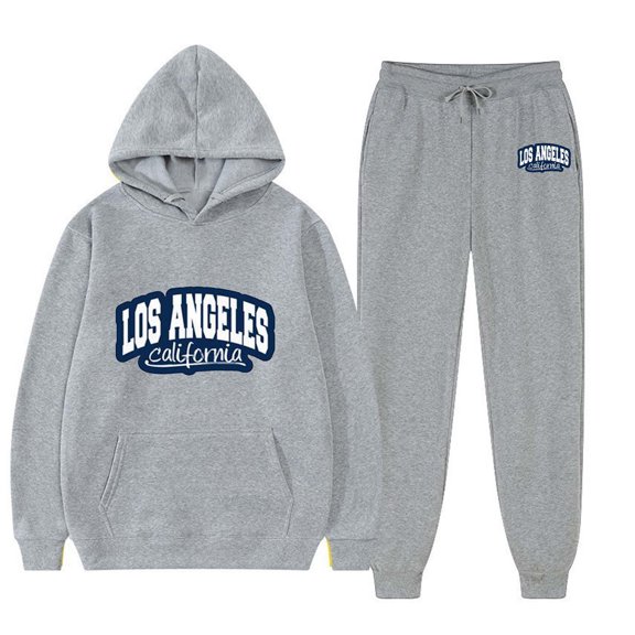 Caqnni Men Tracksuit Set Hooded Jogger Sets Two Pieces Sweatshirts+Pant Letter Printing Outfits Mens Casual Hoodies Sweatsuit Lounge 2 Pcs Loungewear (GY1,3XL)