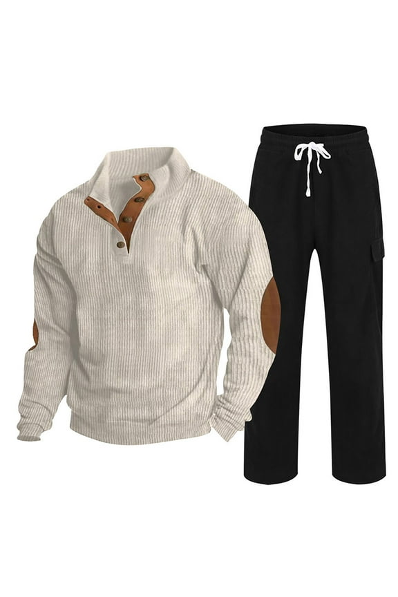 Men Tracksuit SetQuarter-Zip Hooded Jogger Sets Two Pieces 1/4 Sweatshirts+Pant Outfits Mens Casual Hoodies Sweatsuit Lounge 2 Pcs Loungewear (Black,3XL)