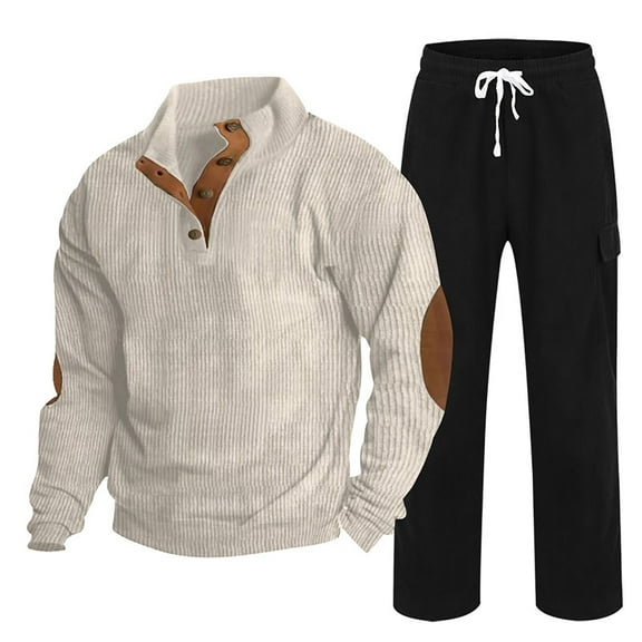 Caqnni Men Tracksuit SetQuarter-Zip Hooded Jogger Sets Two Pieces 1/4 Sweatshirts+Pant Outfits Mens Casual Hoodies Sweatsuit Lounge 2 Pcs Loungewear (Black,3XL)