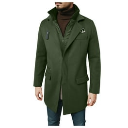 Chrisuno Men's Trench Coat Slim Fit Stand Collar Spring Fall
