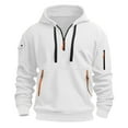 thumbnail image 1 of Caqnni Men's 1/4 Zip Pullover Hoodie Lightweight Long Sleeve with Kangaroo Pocket Slim Fit Basic Casual Sweatshirt (M,White), 1 of 2