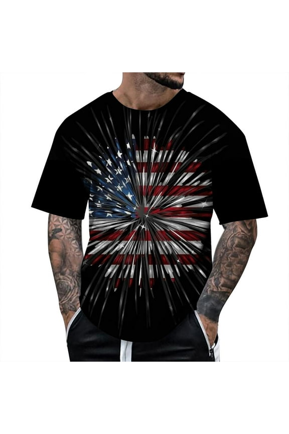 Men's 3D American Flag and Shirt America Patriotic Flag Shirt Slim Fit USA Flag Shirt(Grey,M)