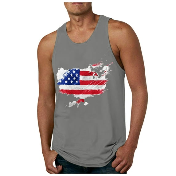 Caqnni Men's 3D Tank Tops Summer Casual Novelty Sleeveless Shirt Unisex Colorful Graphics Top Tees Shirt (Grey,L)