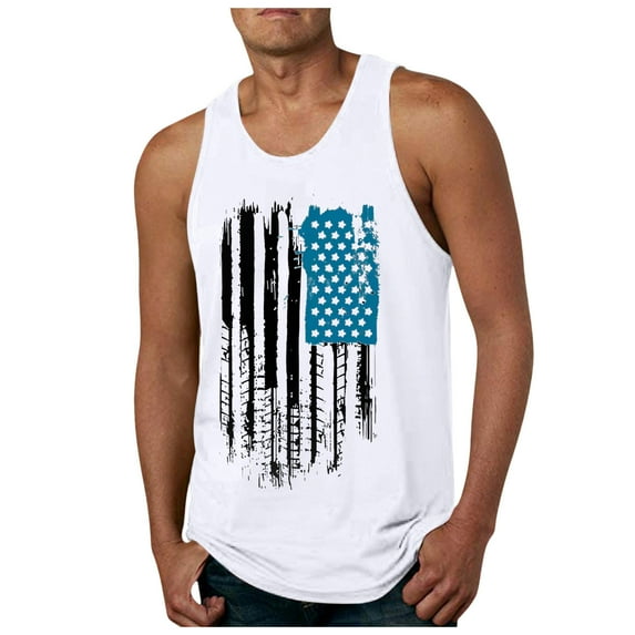 Caqnni Mens Beach Tank Top Summer 3D Graphic Quick Dry Sleeveless Tee Shirt Gym Workout Tanks (White,M)