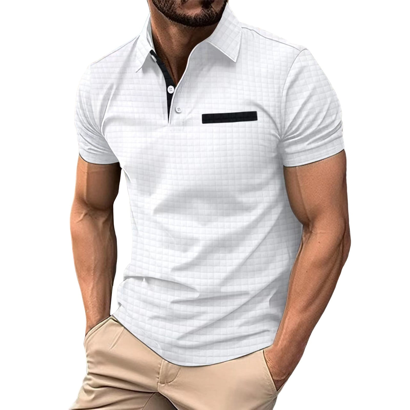 Caqnni Men's Advantage Performance Short Sleeve Polo Shirt.(White