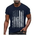 thumbnail image 1 of Caqnni Men's American Flag Shirt Short Sleeve Summer Classic Print Graphic Tees Patriotic T-Shirts Blue,XXL）, 1 of 3