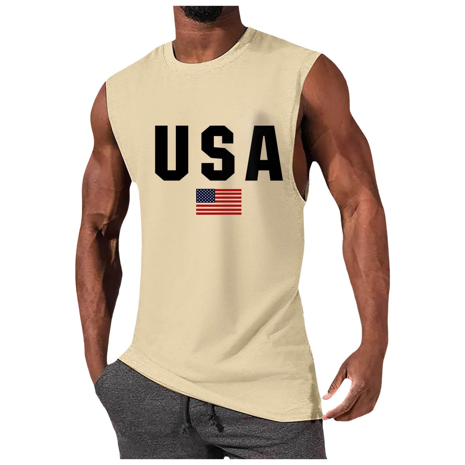 Women's American Flag Tank Top - Sunflower Star Print Patriotic Sleeveless Vest - 4th Of July Summer Tops - Red White Blue - View #6