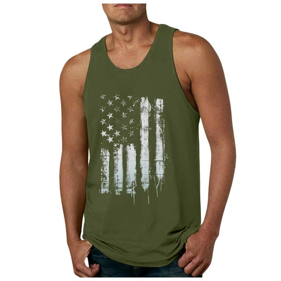 Caqnni Men's American Flag Tank Tops Sleeveless Shirts Patriotic Graphic 4th of July Fashion Casual Workout (Z04-AG,XL)