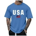 thumbnail image 1 of Caqnni Men's American Flag USA US Flag Patriotic 4th of July America T-Shirt Round Neck Tees Short Sleeve Mens Shirts(Blue,M), 1 of 4