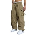 thumbnail image 1 of Caqnni Men's Baggy Cargo Pants Casual Parachute Cargo Pants Loose Fit Harem Pants with Pockets (Khaki,3XL), 1 of 1
